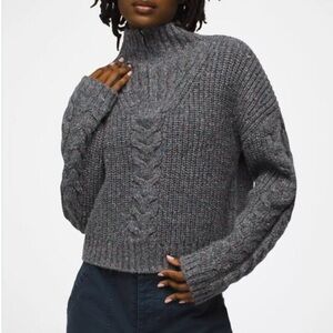 prAna Wool Blend Cable Knit Half Zip Sweater Charcoal Gray Speckled Women’s M